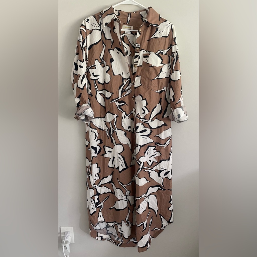 Anthropologie Maeve The Soren Long-Sleeve Midi Shirt Dress - Picture 5 of 7